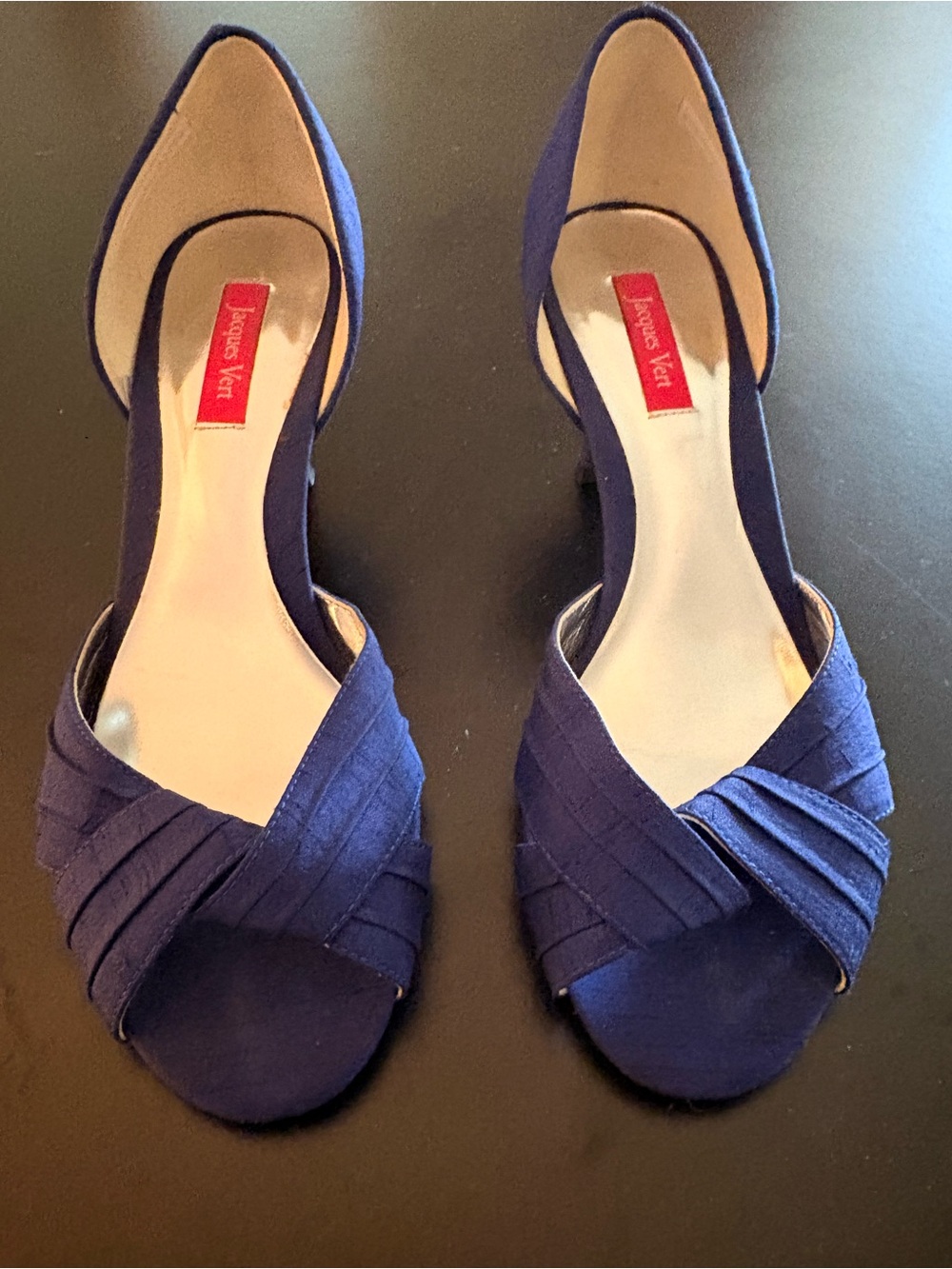 Jacques Vert Navy Blue Peep-Toe Swing Heels - Size 37